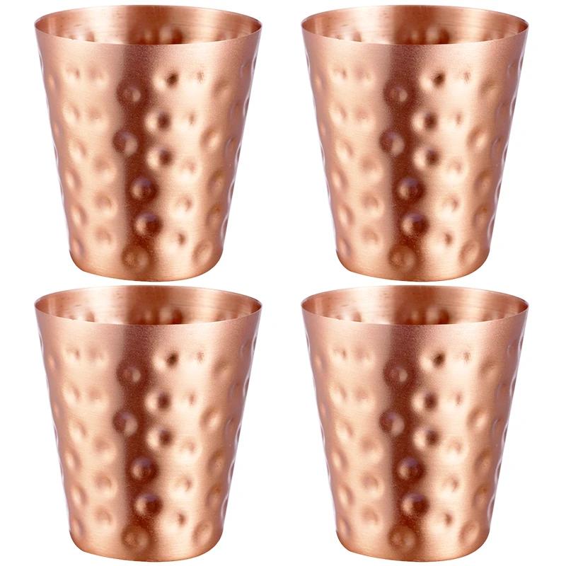 4 шт. Новые 100% Медные Кружки Чистая Цельная Форма Moscow Mule Чисто Медные Кружки 2 унции Коктейльные Кружки Пивная Молочная Кружка Посуда для Напитков