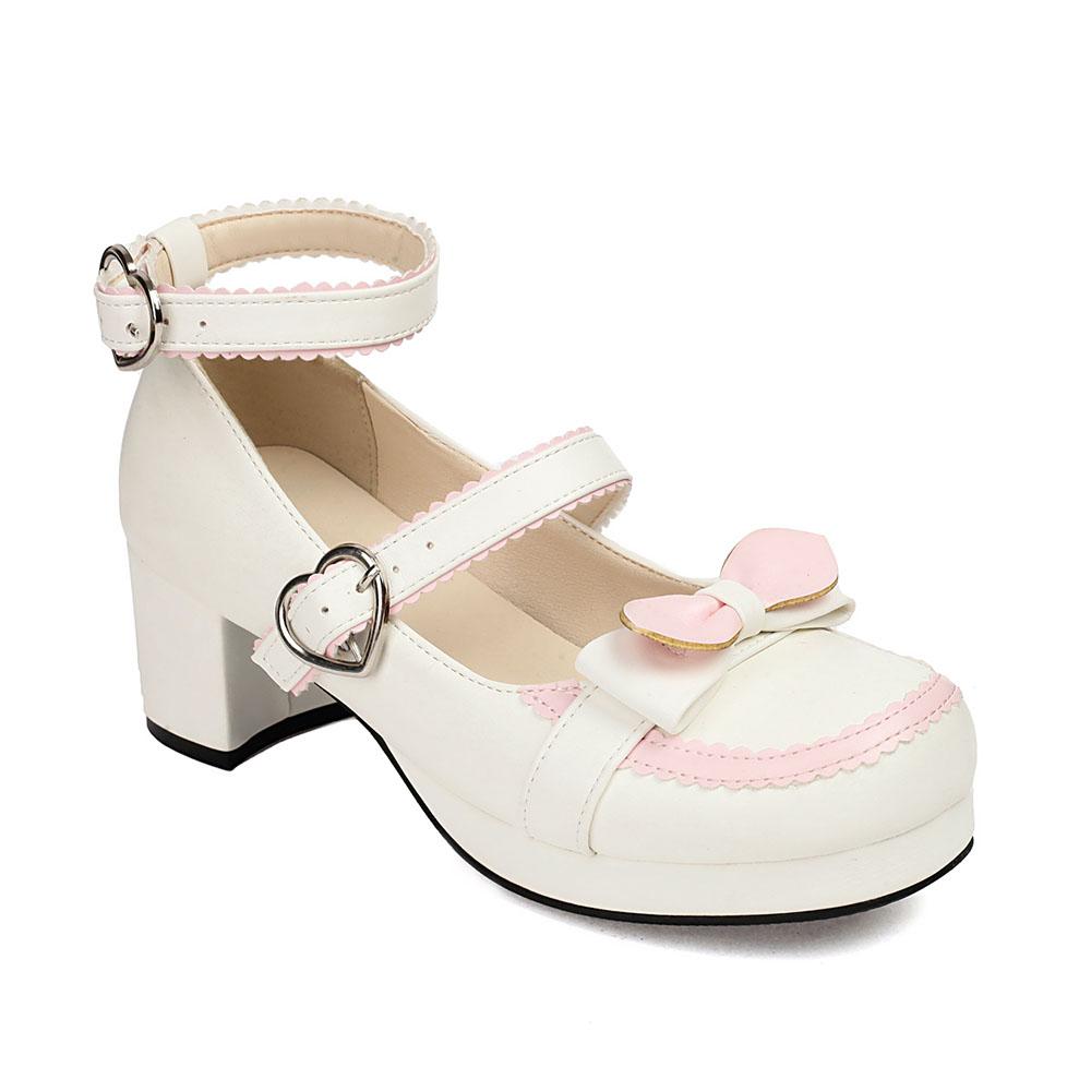 Размер 34-48 Лолита Женские Туфли Мэри Джейн Туфли-лодочки на платформе Толстый каблук Готические туфли-лодочки с бантом Милая униформа Туфли-лодочки для женщин