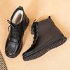 Fashion New Cow Genuine Leather Snow Boots Women Ankle Booties Platform Wedge Winter Plush Short Boots Mother Shoes for Women