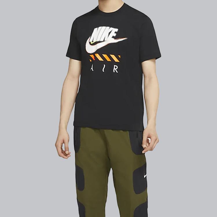 Nike Повседневная спортивная дышащая футболка с коротким рукавом с принтом и круглым вырезом, мужские топы, черный CT6533-010