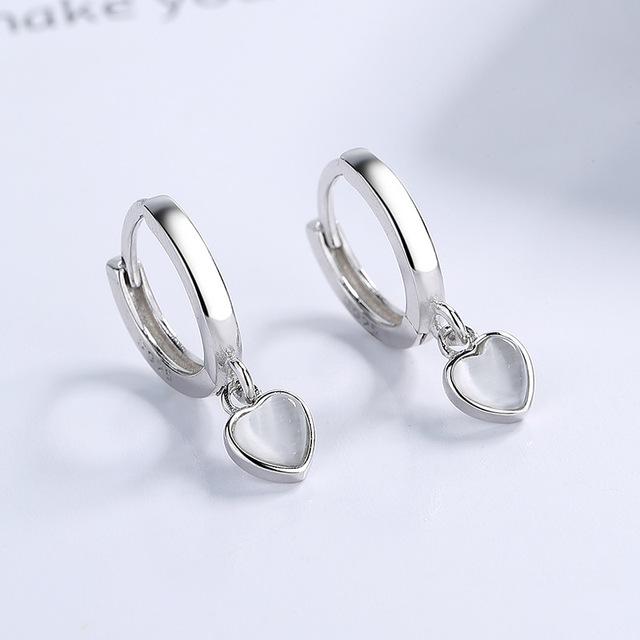 Корейские серьги-клипсы в форме сердца из стерлингового серебра S925 с цветным опалом для женщин и девочек, свадебные украшения для вечеринок, подарок для женщин