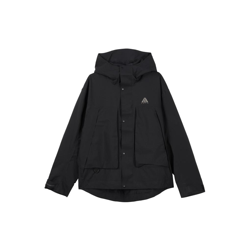 Anta Comfortable Casual Solid Color Hooded Waterproof Windproof Breathable Quick-Dry Jacket Men Jackets Basic-Black 952437608-4