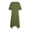 Женское повседневное модное платье миди с круглым вырезом и коротким рукавом, однотонное, с неровным подолом