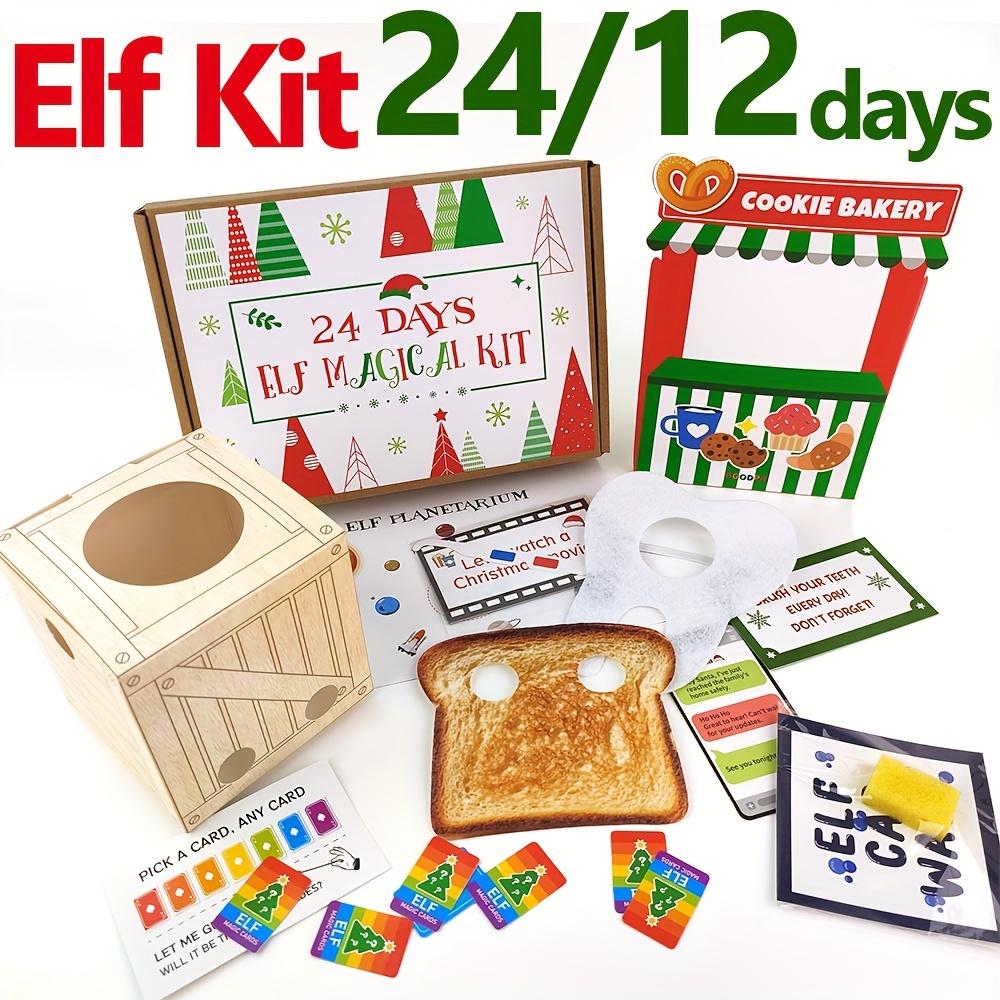 24-Day Elf Kit with 24 Elf Props&12 Elf Activities-Christmas Elf Countdown Calendar with Elf House,Elf Food,Elf Crafts and Games