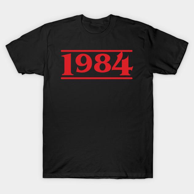 Men Black Print T-shirt 1984 - Stranger Things No-Cut Transfer Paper Print Cotton Tshirt