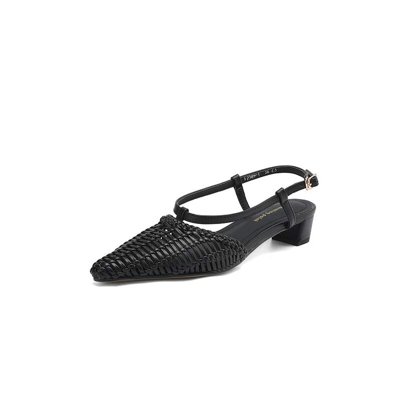 Krazing Pot Соломенные плетеные мюли летние размер 42 золотистого цвета на толстом низком каблуке женские сандалии с острым носком