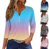 Women's T Shirt Tee Print Button 3/4 SleeveDaily Weekend Fashion Basic V- Neck Regular Top