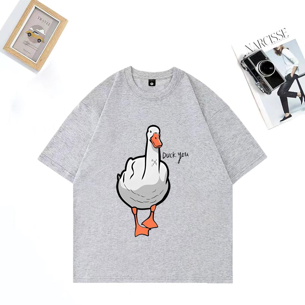 Мужская футболка с коротким рукавом из 100% хлопка с забавным принтом "Утка Ты" Hiphop Streetwear Дышащий Удобный Streetwear Топ