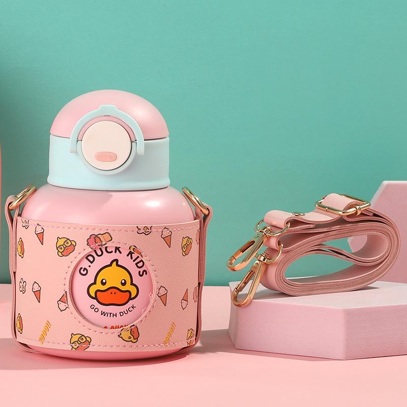 Cartoon Children's Thermos Mug 316 Stainless Steel Vacuum Student Bounce Cup with Straw