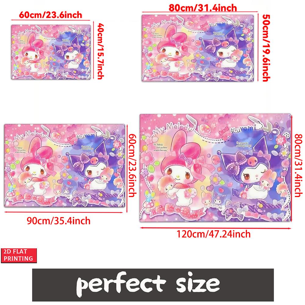 Kawaii Cute Cartoon Friends Doormat, 2D Print Non-slip Floor Mat, Pink Purple Flower Entrance Rug for Girls Bedroom Decor Gift