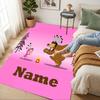Personalized Name Pink Heart Living Room Non-Slip Area Rug Soft Carpet for Bedroom Kids Playroom Sofa Office Home Decor Doormat