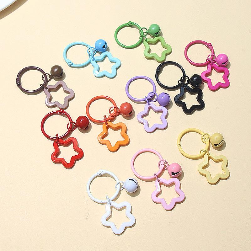 2 шт. корейской версии Ins Small Fresh Color Small Star Bell Keychain Candy Color Keyring Cuestionary Keychain Cuestionary Keychain Accessories