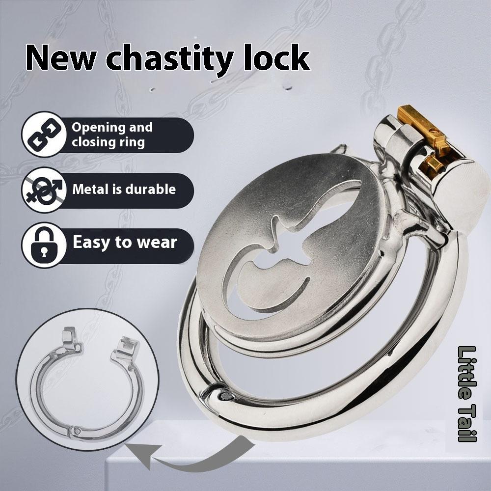 New Male Chastity Device Flat Cat Claw Stainless Steel Chastity Lock Cock Cage Open and Close Rings Sexy Toy for Men Gay Couple