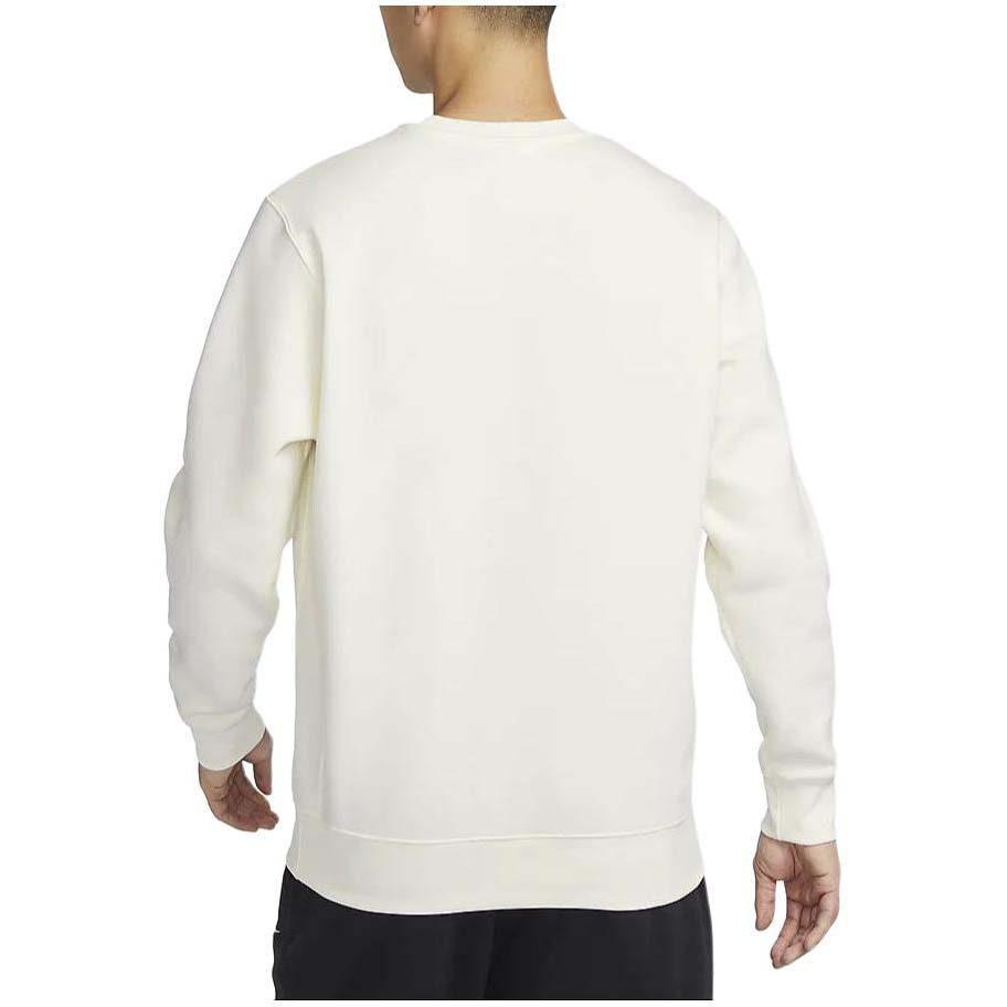 Nike Спортивная толстовка Club Fleece однотонная с круглым вырезом, повседневная, с флисовой подкладкой, без капюшона, мужская, цвет Sail White, BV2663-133