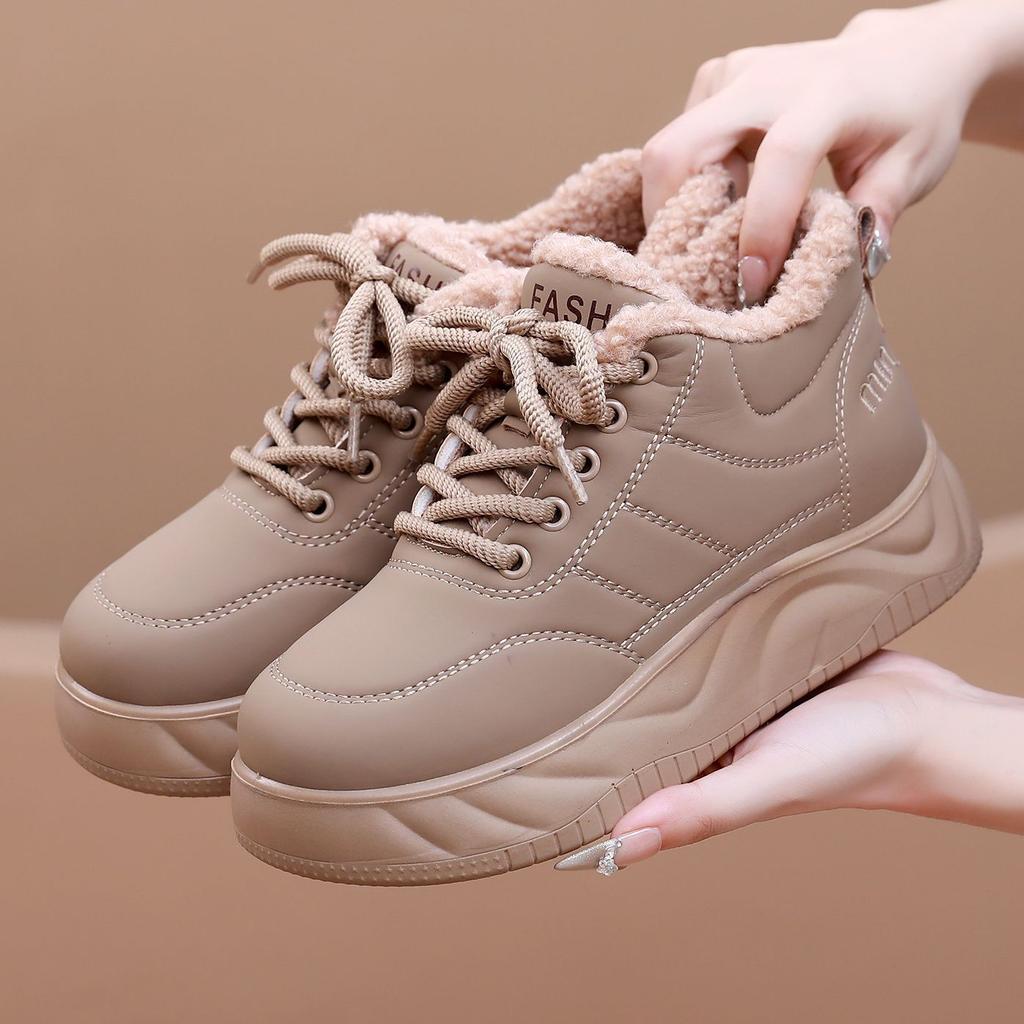 Женские зимние теплые хлопковые туфли с плюшевой подкладкой, модные спортивные повседневные женские зимние туфли на толстой подошве, увеличивающие рост