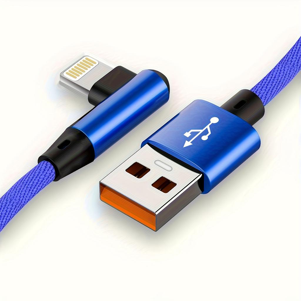 Цифровые кабели USB-кабель для быстрой зарядки под углом 90 градусов для iPhone, iPad и других устройств — совместим с iPhone 14/13/12/11/X/8/7/7Plus/6/6S/5