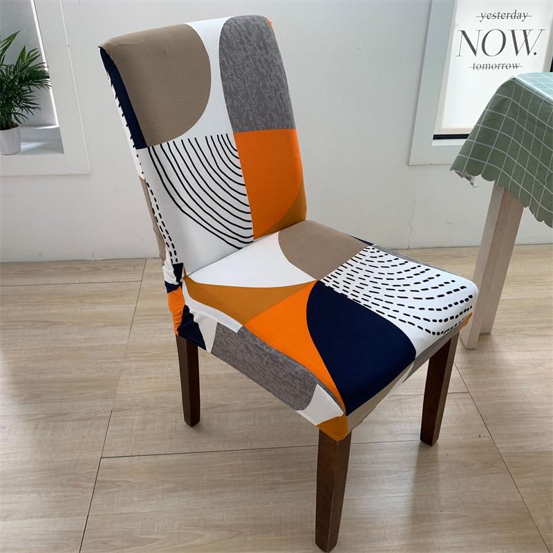 Printing Chair Covers Elastic Dining Room Seat Cover Spandex Dustproof Chair Protective Case for Home Office Restaurant Banquet