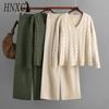 Fashion Wide-leg Pants and Sweater Women's Autumn and Winter Two-piece Women's Twisted V-neck Knitted Suit