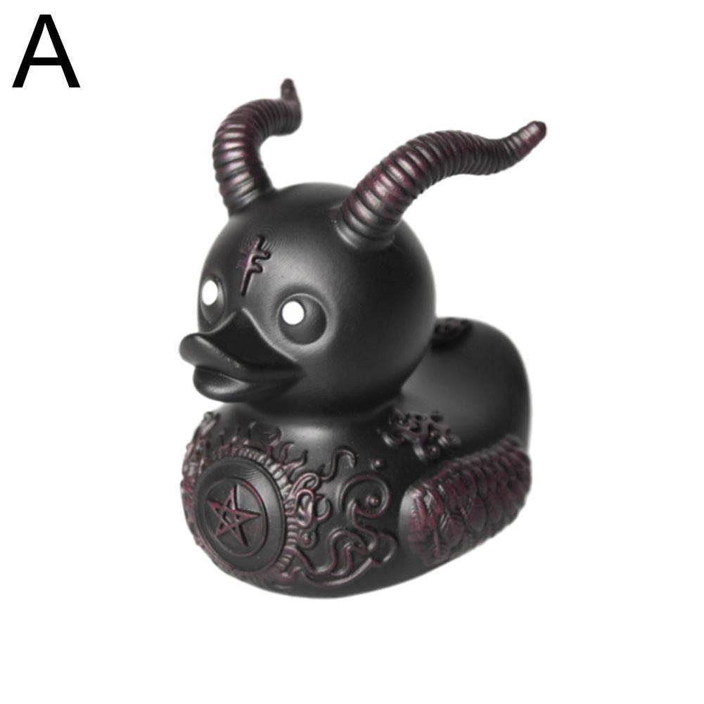 Gothic Satan Duck Statue Goth Punk Duck Sculpture Rock Duck Figurine Decor Collectible Figurines Satanic Duck Tabletop Ornaments