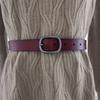 Girl Color Solid Fashionable Pure Leather Belt D Shaped Buckle Daily Use Casual