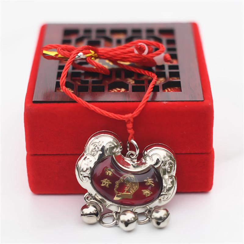 Chairman Mao's necklace, adult and child pendant, silver pendant, Grandpa Mao souvenir with velvet box and red thread gift