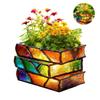 Stacked Books Flower Pot Resin Book Shaped Planter for Home Garden Decoration