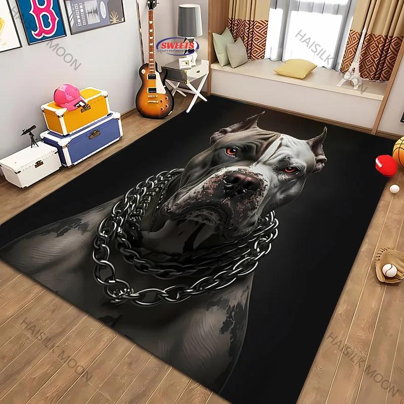 Bulldog Big Chain Printed Carpet for Living Room Rugged, Indoor Carpet for Bedroom Dining Room, Office Large Mat Machine Wash