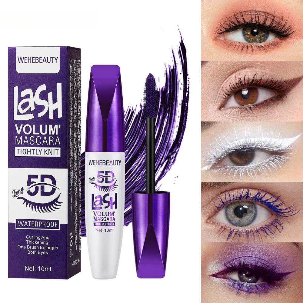 5D Mascara Black/Brown/White/Blue/Purple Mascara Holding Curling Thick Volume Waterproof Non Smudge Lengthening Mascara