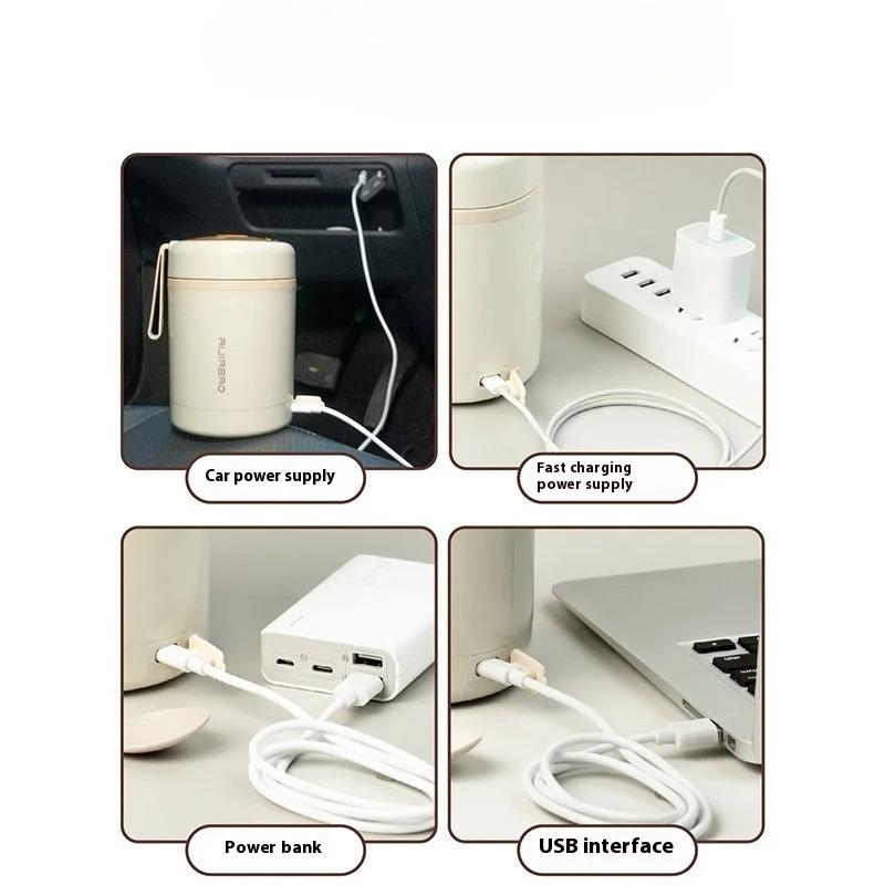 Умная USB-кружка из нержавеющей стали 304, быстрая подогрев, автомобильный подогреватель стаканов, 12-часовое сохранение тепла, дорожный термос для офиса, поездок, спортзала, кемпинга