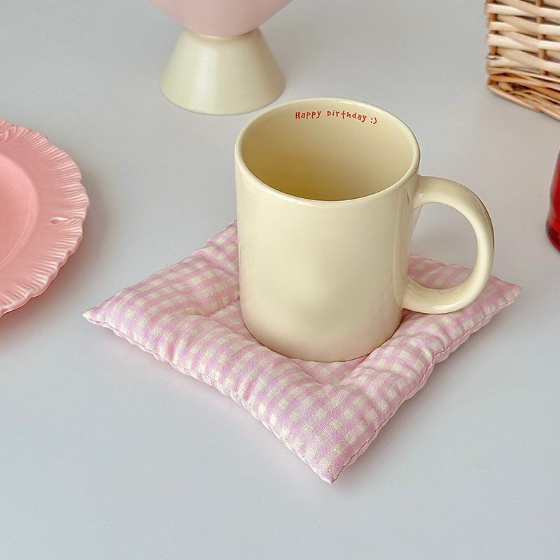 1шт корейский Ins обеденный стол кухонный клетчатый стеганый подстаканник из хлопка и льна