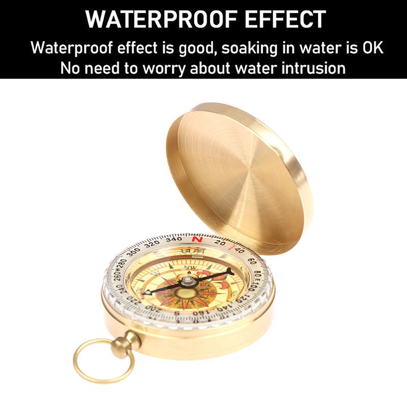 Кемпинг Пеший туризм Карманный латунный золотой компас Портативный компас Навигация на открытом воздухе