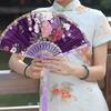1Pc Chinese Style Elegant & Luxurious Folding Fan Fashion Stamping Design Vintage Dance Fan Hand Held Flower Pattern