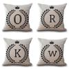 Durable 26 Letter Cotton Linen Cushion Cover Pillow Case For Cozy Sofa Accent 18 Inch