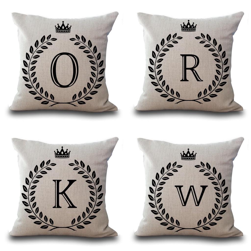 Durable 26 Letter Cotton Linen Cushion Cover Pillow Case For Cozy Sofa Accent 18 Inch