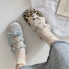 Leopard Print Ballet Shoes for Women's Summer Wear 2025 Summer Super Fire Ugly Cute Sweet Sister Pearl Leopard Print Mary Jane Boken Sandals