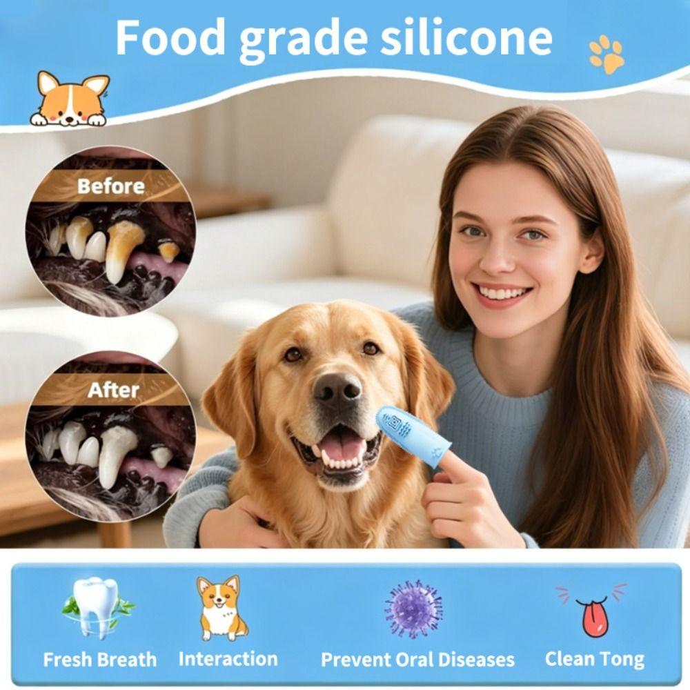 Soft Silicone Cat Toothbrush Double-sided Pet Teeth Cleaning Tool Dog Finger Toothbrush Puppies