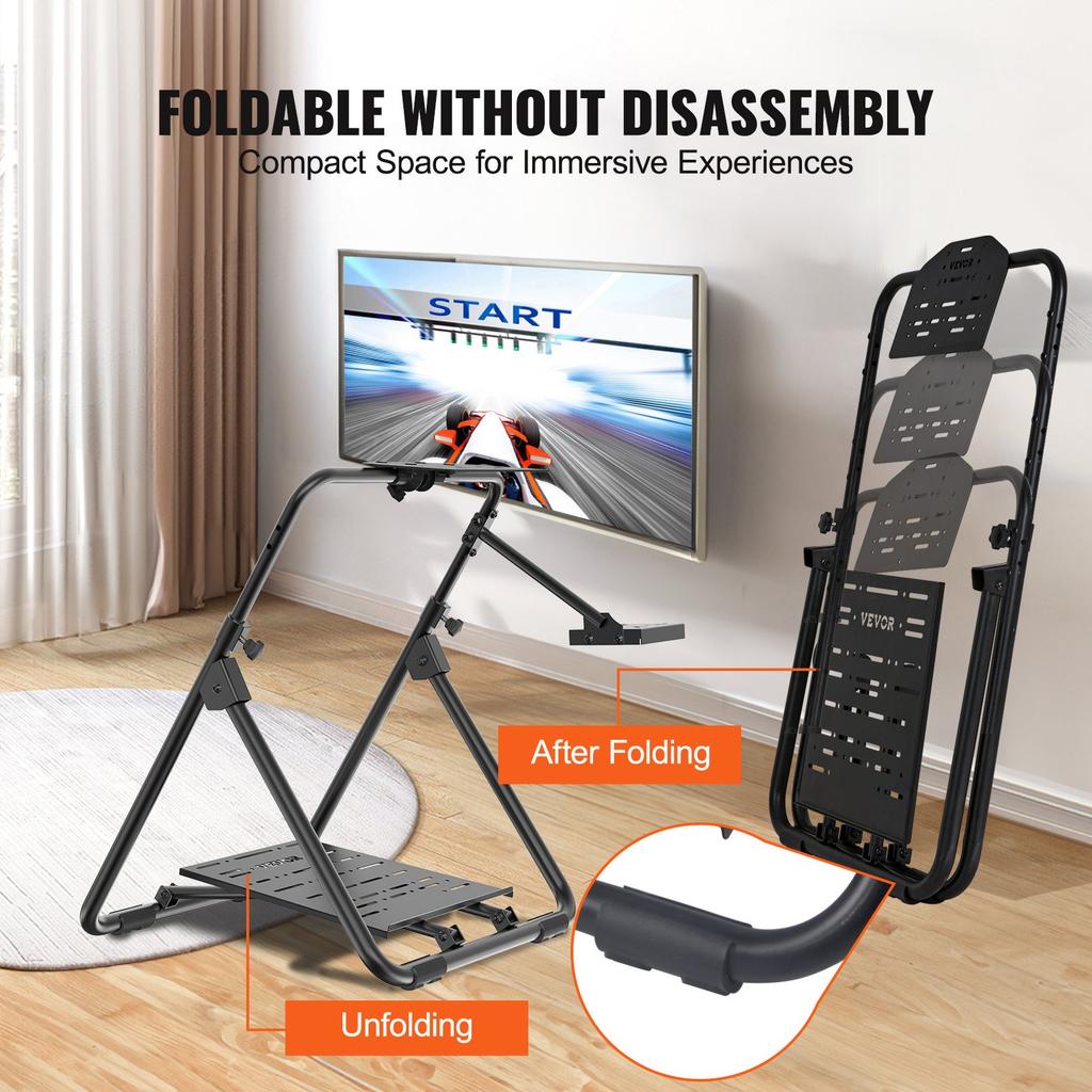 VEVOR Foldable Racing Steering Wheel Stand, Height Adjustable Universal Base Compatible with Logitech & Thrustmaster Racing Wheel and Pedal