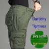 Весенне-осенние мужские повседневные брюки из чистого хлопка свободного кроя с прямыми штанинами и множеством карманов