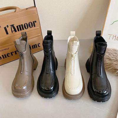 Модные ботильоны на толстой подошве, новые осенние короткие ботинки в британском стиле, повседневные женские ботинки «Челси» на плоской подошве в стиле ретро, ​​Zapatillas Mujer2024