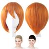 CaseEden Short Wig, 35cm, Orange Brown, Set of 2 (Black, Skin Tone)