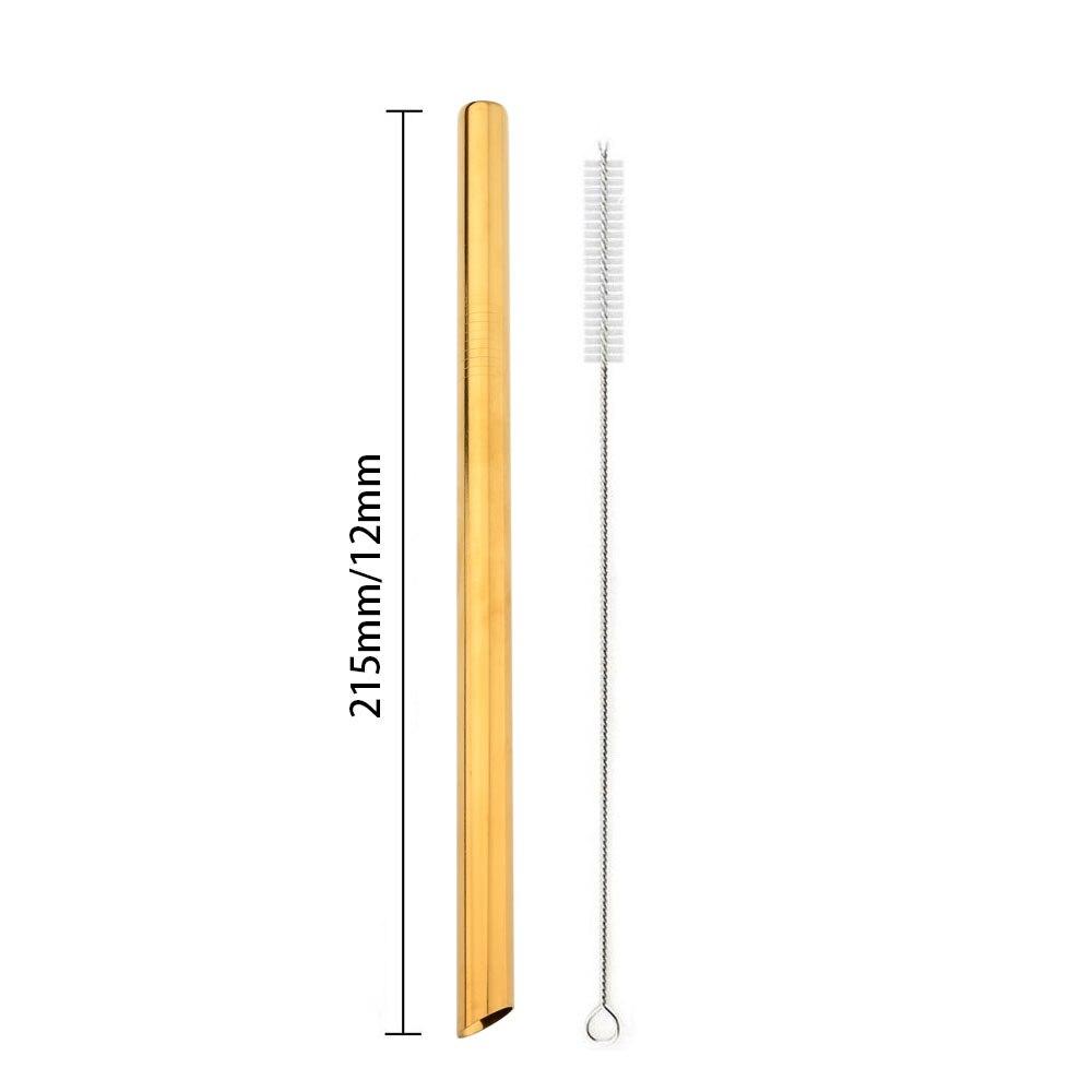 Straight Straw with Brush Tubes Reusable Metal Straw 304 Stainless Steel Drinking Straws Large 12mm Bubble Tea Milkshake Straw