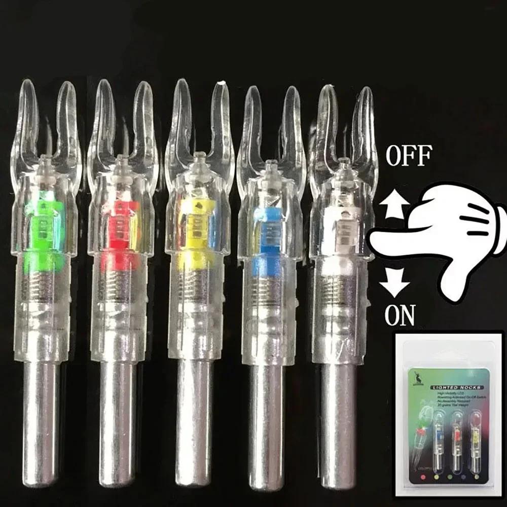 3Pcs Hunting Arrow Nock Light LED Luminous Arrow Tail for Compound Bow Outdoor Night Shooting Glowing Arrow Tail with Switch