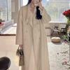 Пальто двубортное осенне-зимнее двухстороннее шерстяное пальто женское шерстяное пальто средней длины свободного покроя
