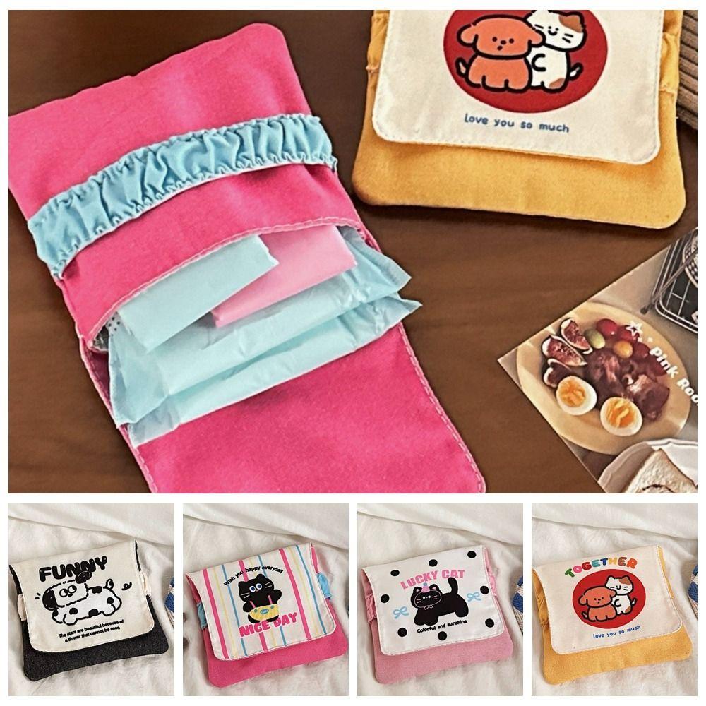 Large Capacity Mini Cosmetic Bag Puppy Cartoon Coin Purse Sanitary Napkin Storage Bag Women