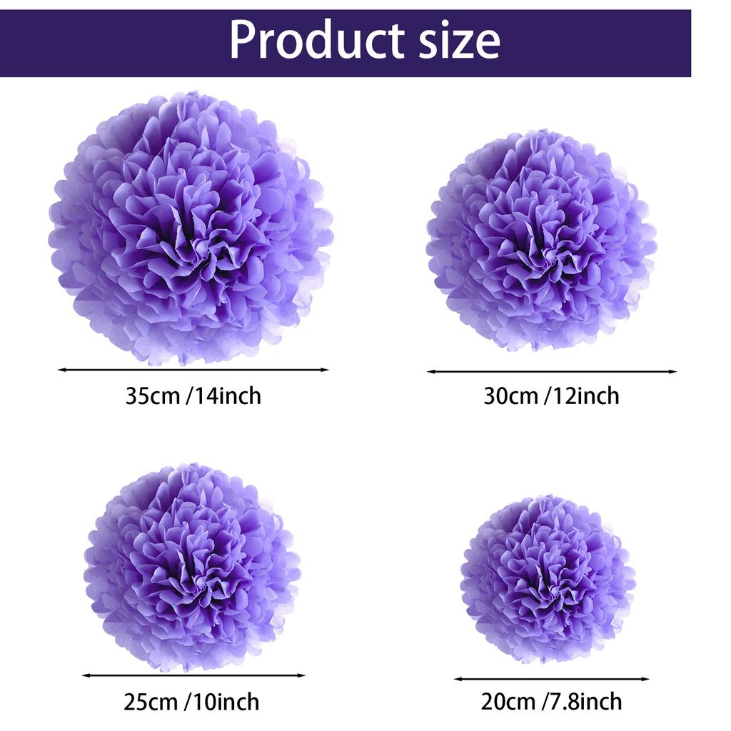 1 шт. Набор 7,8-дюймовых фиолетовых бумажных подвесных цветов, помпонов, бумажные шарики для вечеринки по случаю дня рождения, цветочные шарики из бумаги