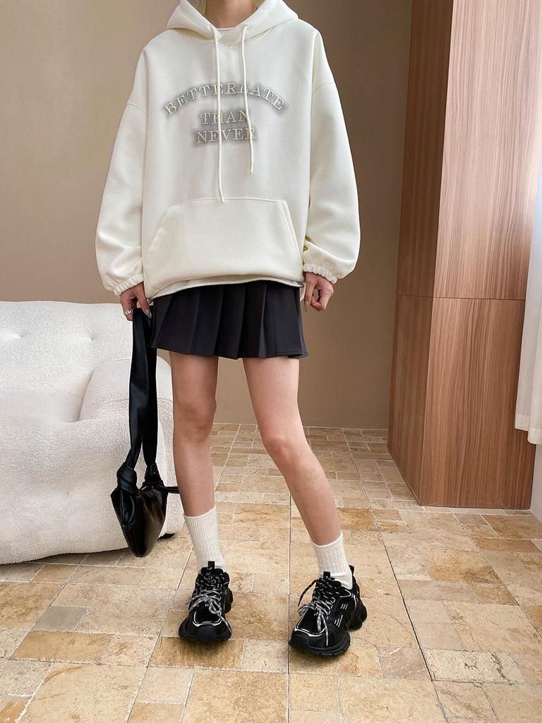 Синан Весенняя толстовка с капюшоном и вышитыми буквами в стиле пустоши SN7097