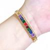 WWJ Elegant Square Colored Zirconia Fashion Ethnic Retro Strand Bracelet Party Ladies Golden Jewelry Jewellery Gift