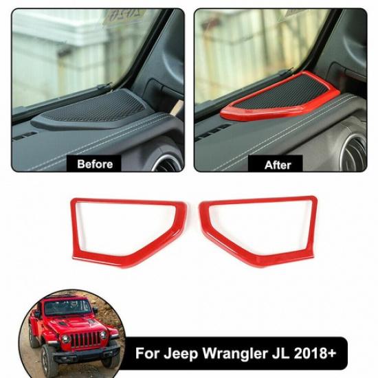 2x Красные накладки на стойки кузова с динамиками для Jeep Wrangler JL 2018+