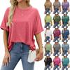 Летний новый однотонный круглый вырез большого размера свободный короткий рукав