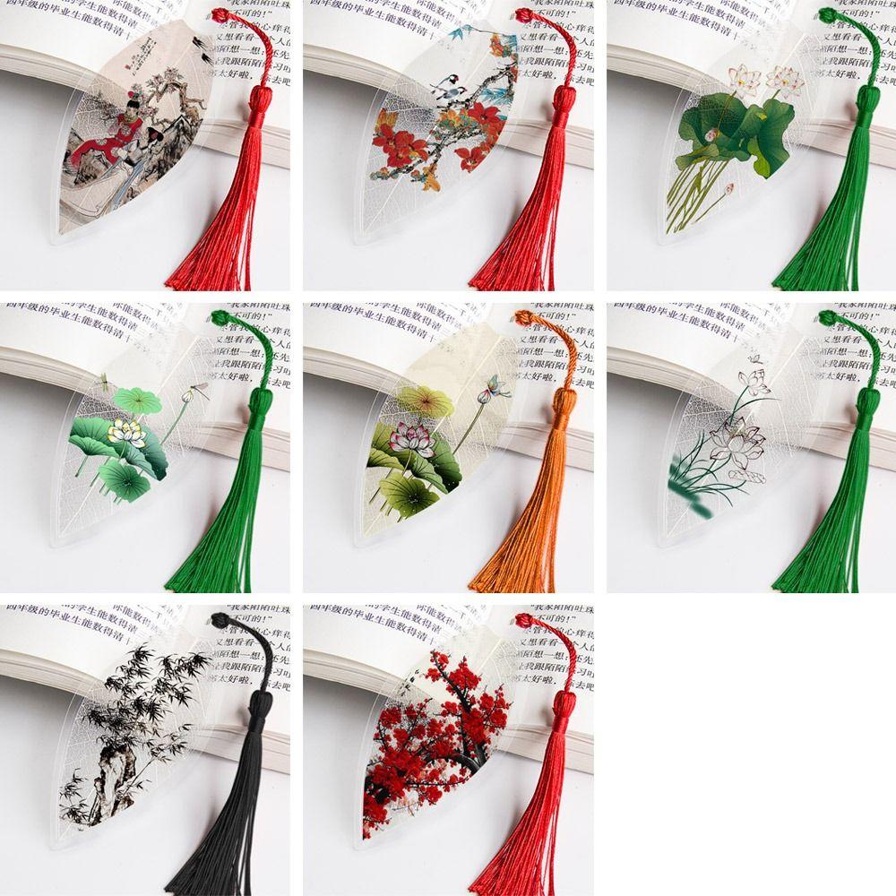Chinese Archaic  Bookmarks Plastic Leaf Vein Bookmark Landscape Painting Bookmarks  Friends